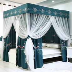 침대 암막 캐노피 공주풍 커튼 사각 가림막 체크 인테리어 설치 1.mx.0mx1.95m 핑, N. 고전풍