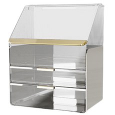 透明化妝品收納盒，多層抽屜開放式收納格，防塵簡約時尚化妝品收納, 01.透明白-化妝品收納盒, 1個