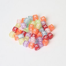 브롤리 알파벳 사각형 투명 비드 단일 문자 DIY 보석 액세서리 우정 팔찌 목걸이 재료, 6x6mm 사각 편지 구슬 50pcs / pack 구멍, 알파벳 X