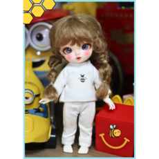 포켓옷 16cm ( 꿀벌 티셔츠 ) bjd 구체관절 인형옷 라티돌 <완제품>, 1개, 화이트