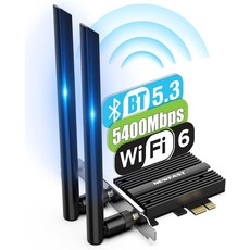 데스크톱 PC용 NEWFAST AXE5400 PCIe WiFi 카드 트라이밴드 무선 내부 네트워크 6E 인텔 AX210 Windows 10/11 전용 블루투스 5 3 어댑터, Black