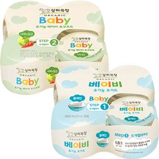 상하목장 유기농 베이비 요거트 플레인 4개+사과 당근 4개 (총 8개), 1세트, 85g