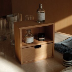 원목 우드 소품 향수 서랍식 수납함 미니 정리대 화장대 화장품 정리함 박스, 월넛, 1개