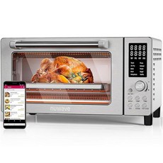 Nuwave Bravo 에어 프라이어 토스터 스마트 오븐 10in1 카운터탑 컨벡션 1800와트 21Qt 용량 50°450°F 온도 조절기 상단 및 하단 히터 조정 0100, 브러시드 스테인리스 스틸