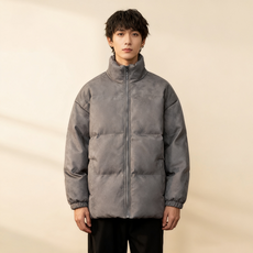 스웨이드 두꺼운패딩 남녀공용 루즈핏 하이넥 웰론아우터