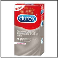 Durex 杜蕾斯 Featherlite Ultra Thin 超薄裝 衛生套 升級淨味配方, 1個, 10片