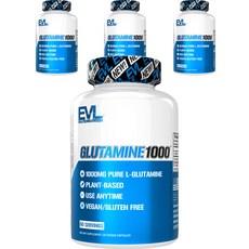 EVLUTIONNUTRITION 글루타민 1000 글루텐 프리 비건 베지 캡슐, 120개입, 4개, 120정