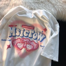 Y2K韓版寬鬆短袖T恤 愛心印章 夏季女裝