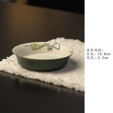 彌言束刻 手繪松風陶瓷壺承 復古風日式茶臺茶壺墊子, 1個, 孔雀绿—松间听风—斯闻壶承