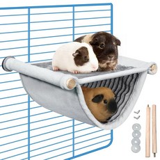 따뜻한 기니피그 해먹 햄스터 페렛 걸이식 스윙 침대 케이지 액세서리 이중 레이어 겨울 작은 동물 친칠라 쥐 다람쥐 앵무새 놀이 수면 은신처 그레이 147757, 따뜻한 기니피그 해먹 햄스터 페렛 걸이식 스윙 침대 케