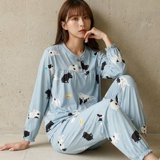 민트코코아 여성용 울트라스판 긴팔 잠옷 상하 세트