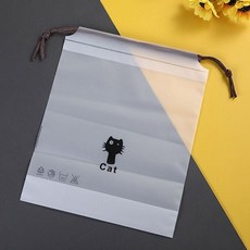 고양이 방수 비닐 파우치 다회용 끈 투명 중, 본상품