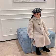 램스울 아동 여아 남아 공용 롱 퍼 루즈핏 코트