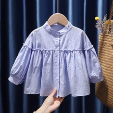 可愛兔童裝 女童小清新長袖純色襯衫 學院風蕾絲花邊公主襯衫 穿搭必備