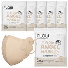 플로우 천사 KF94 유아 마스크 XS 초소형, 5개입, 6개, 베이지