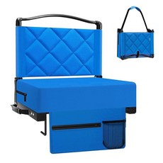 Kaganoon 등받이 및 쿠션이 있는 경기장 시트 어깨 스트랩이 두꺼운 패딩 표백 의자 표백자를 위한 휴대용 접이식 시트 컵 홀더와 측면 포켓 포함 그레이 126816