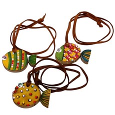 간단한 초등미술 우드판연결 보석스티커 목걸이만들기/ DIY키트 축하목걸이 방과후수업 돌봄교실, 5개, 브라운