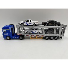玩具兄妹 汽車運輸車(附4台車) 卡車頭可拆 多機關 拖車 車輛運輸車, 1套