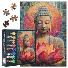 Buddha Statue Jigsaw Puzzles 1000 Pieces for Adults Lotus Puzzles Religious Culture Puzzle Adult