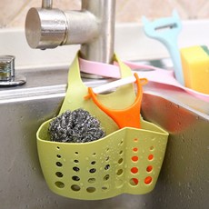 싱크대 코너 선반 흡착식 수세미 거치대 주방 삼각 배수 바구니 정리함, 블루