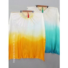 [도나오앤지] 3색 그라데이션 실크 너슬부채 한국무용소품 댄스 난타 팬밸리