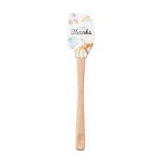 Tovolo Spatulart 'Hello Pumpkin' 나무 손잡이가 달린 가을 실리콘 주걱 - BPA 프리 내열성 베이킹 믹싱 및 식사 준비에 이상적, Give Thanks