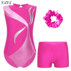 여아용 발레 프로페셔널 댄스 레오타드 세트 체조 바디 수트 반바지 모자 댄스웨어 라인석 피겨 스케이팅 유니타드 201931