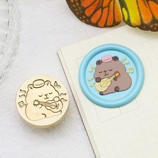 카피바라 실링왁스 스탬프 헤드 황동 인장 씰 다꾸용, 1개, 13. 기타 연주 카피바라