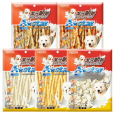 A Star Bones 牛奶潔牙嚼嚼系列 犬用零食 打結嚼骨 起司, 1個, 潔牙嚼嚼棒 M號, 360g, 牛奶
