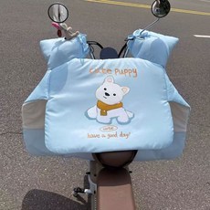 冬季電動車擋風被 雙面防水電動車擋風被 防雨, 藍色小狗--加絨加厚, 1個