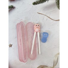 兒童學習筷 虎口矯正 寶寶輔食餐具 便攜收納練習訓練筷, 1個, 粉色