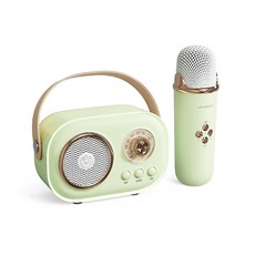 DFMEI 新款K歌藍牙音箱帶話筒麥克風卡拉OK便攜迷你伴手禮物兒童小音響, 1個, 淺綠色:單麥