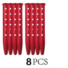 TRALOW 4/8개 중형 U자형 알루미늄 합금 못 캠핑 비치 텐트 앵커 모래밭 및 눈밭에서 고정, 02 8pcs Red, 02 8pcs Red