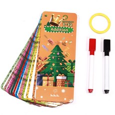 聖誕禮物 15張數學閃卡 學習教具 可擦拭重複使用 益智科教, 1個, 加法