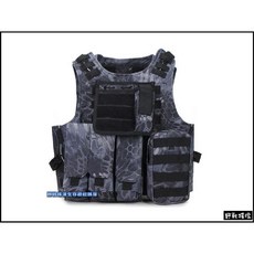 野戰搖滾-生存遊戲 美軍FSBE兩棲部隊戰術背心 裝備, 黑色蟒蛇, 1個