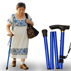 제스트플로우 초경량 접이식 높이조절 효도 지팡이, 1개, 블루