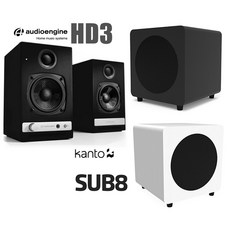 Audioengine HD3 核桃木 Kanto SUB8 低音 藍芽 DAC 電腦喇叭 公司貨 勝鋒音響 光華商場, 啞光黑 送DS1或s2腳墊,Kanto sub8 白色