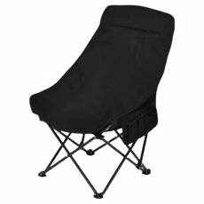 高背折疊露營椅 戶外休閒椅 多角度可調 夾棉舒適附收納袋, 黑色, 1個