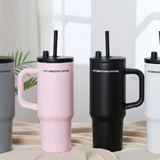 1+1 스텐 보온 보냉 빨대 손잡이 텀블러 710ml, DMTBL18_핑크, 핑크
