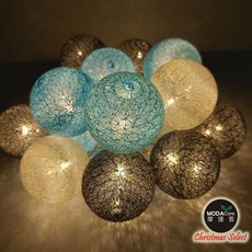 摩達客 LED絲線網球燈 藍白黑色系 USB與電池兩用款, 1個