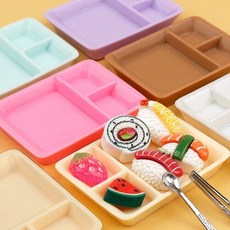 10개입 미니어처 3칸 도시락 식판 장식 데코, 화이트   A-51-469