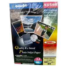 colorjet 防水R.C.高級超光澤亮面相紙265磅，100張入，4X6/5X7/A4，適用於寫真、照片、海報, 4 x 6