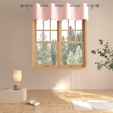 UPOPO Pink Valance 소형 커튼 주방 40.6cm(16인치) 길이 거실 암막 아일렛 탑 트리플 위브 짧은 미니 창문 커튼 토퍼 밸런스 암막 침실 욕실 패널 1개