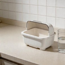 碗筷收納盒 桌面碗碟箱 帶蓋 廚房收納, 微 小號 月光白 適裝1-2個碗, 1個