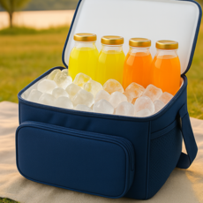 미르노 접이식 포켓쿨러 보온보냉 가방, 10L, 네이비