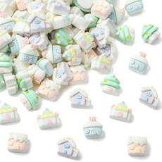 Stiesy 100피스 모조 초콜릿 슬라임 레진 참 3D 현실적인 디저트 테마 플랫백 장식 폰 케이스 DIY 네일 아트 주얼리 제작 스크랩북 장식용, 미니 하우스-100개