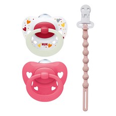 누크 시그니처 야광 쪽쪽이 X 토트랩 쪽쪽이 홀더 SET, 1세트, 레드+로즈워터핑크, S2 (6~18개월)