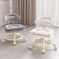 滑輪矮凳靠背靜音輪帶娃神器凳子茶几凳軟坐矮凳家用萬向輪小凳子, 1個, 白色,靜音輪（升級一體框架  加厚座包）