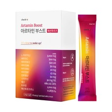 [공식 판매처] 체크오 아르타민 부스트 패션후르츠 아르기닌 타우린 고함량 활력 비타민 패션후르츠맛, 1박스, 14회분