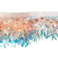 1야드 스팽글 태슬 프린지 플로럴 튤 레이스 리본 트림 가장자리 에징 트리밍 원단 자수 아플리케 재봉 공예, 분홍색